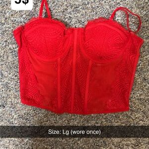 Red Lace Bustier Top
